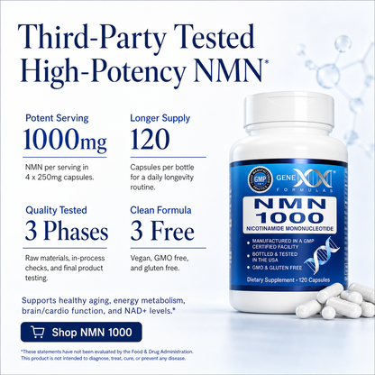 NMN 250mg Anti-Aging Longevity Supplement by Genex Formulas (3 Month Supply)